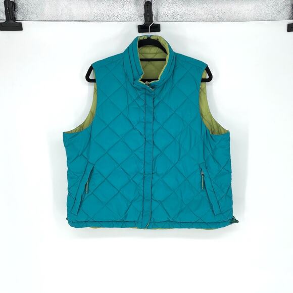 Coldwater Creek Women's Turquoise and Lime Reversible Down Vest - Plus 1X - Picture 1 of 8